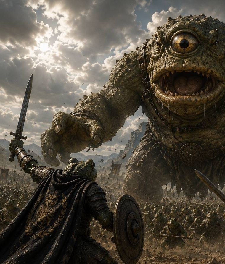Kekius facing the one-eyed giant